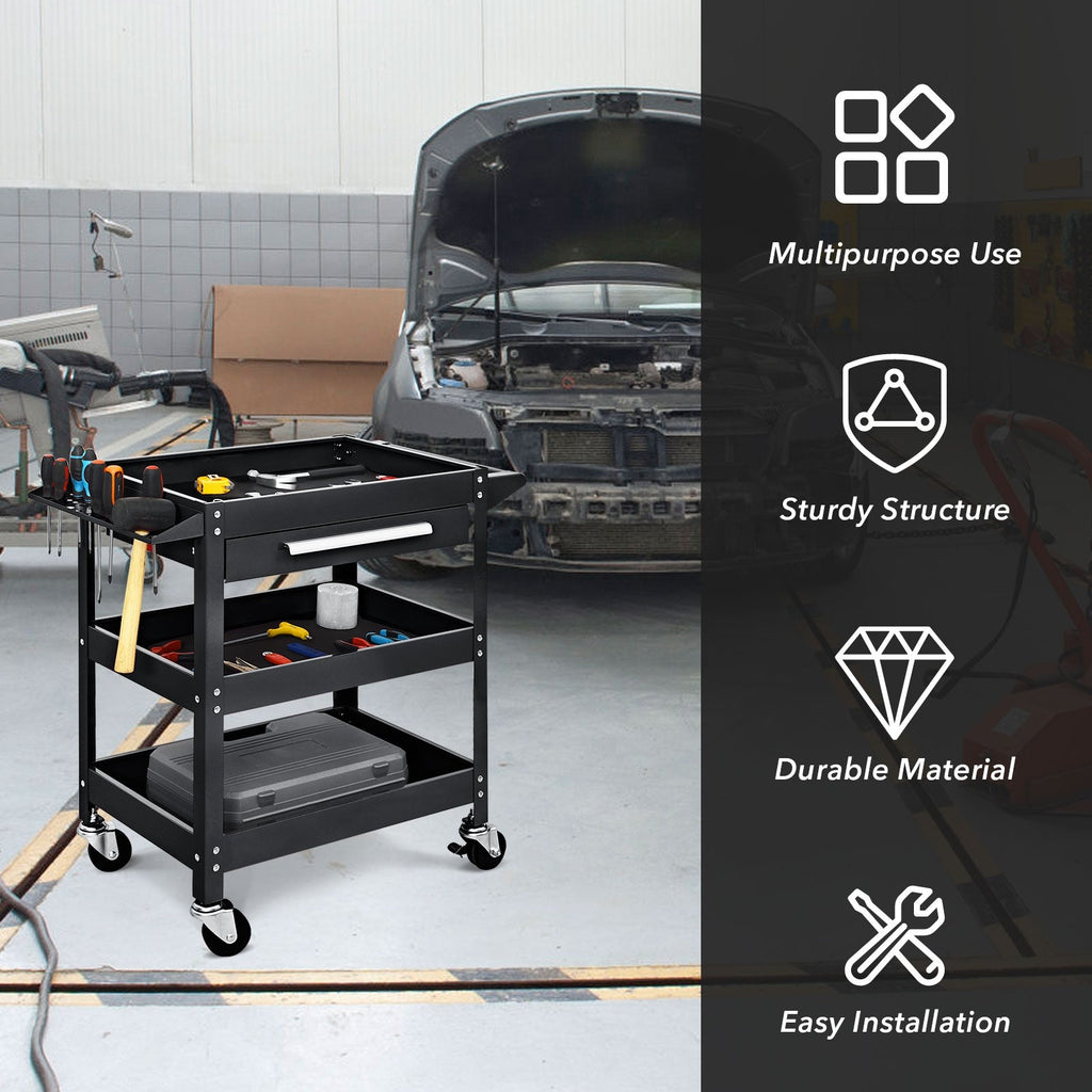 2-Drawer Rolling Tool Cart with Organizer Shelf