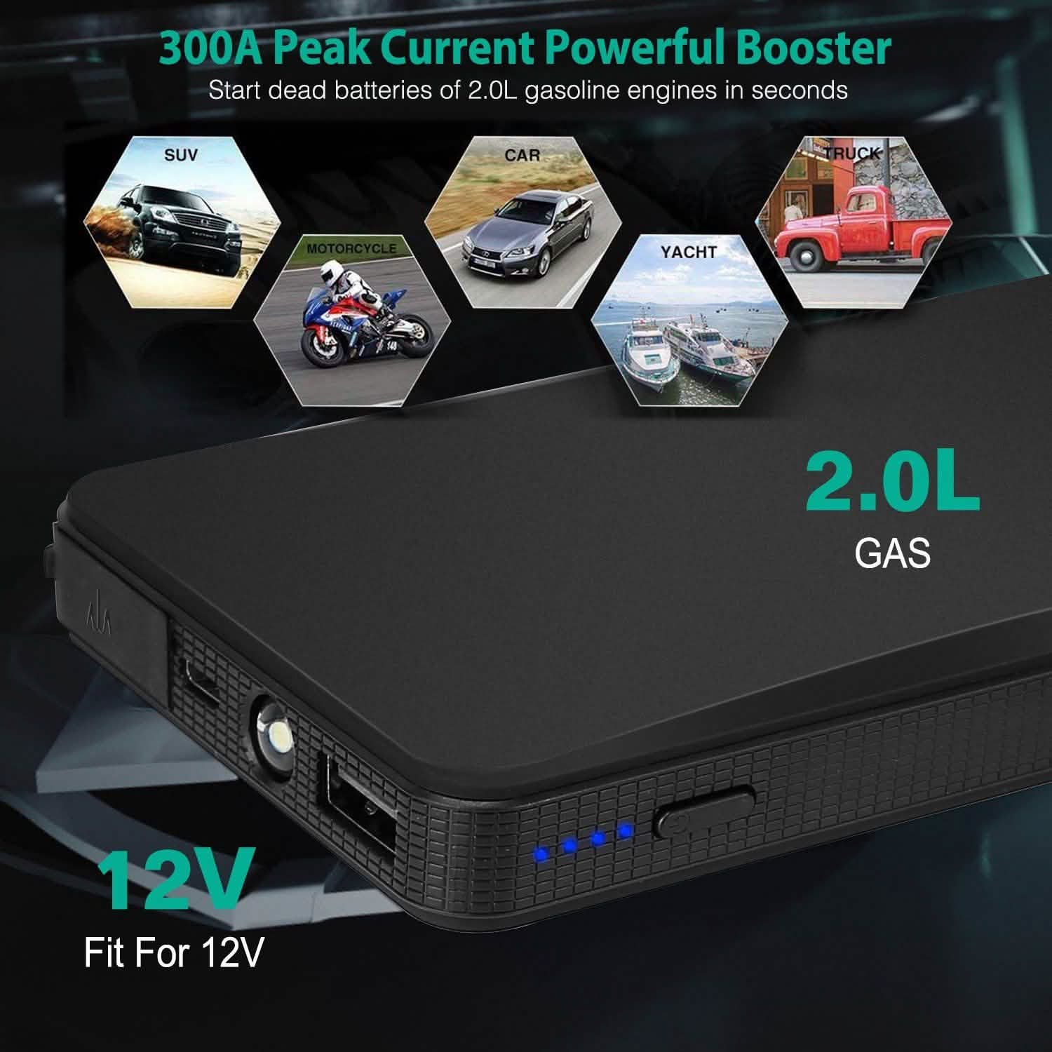 Portable Jump Starter — 300A Peak, 20000mAh