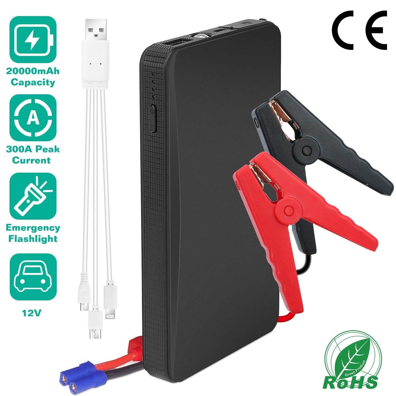 Portable Jump Starter — 300A Peak, 20000mAh