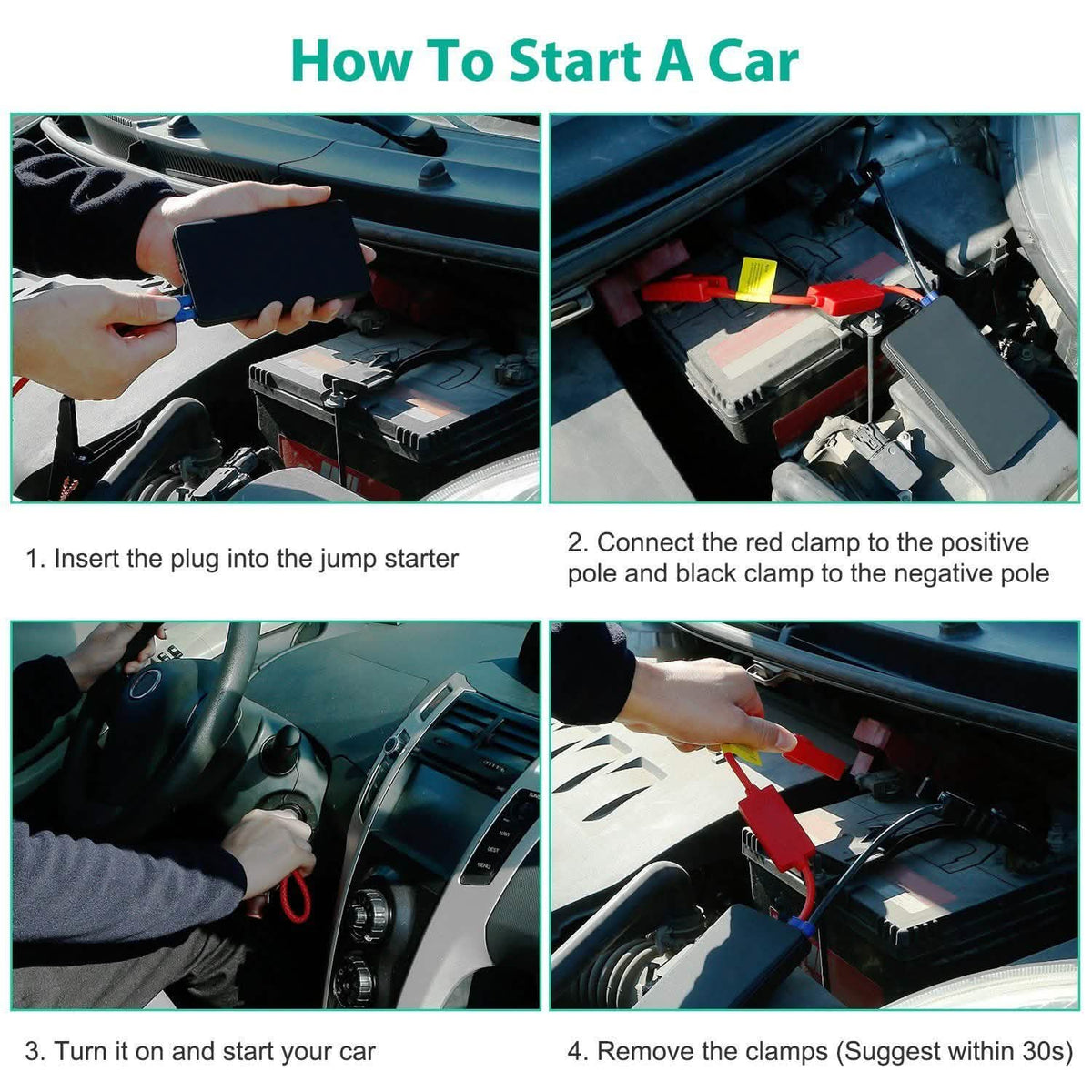 Portable Jump Starter — 300A Peak, 20000mAh