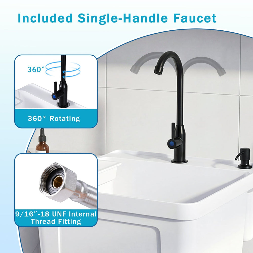 14.5 Gal Utility Sink with Rotating Faucet & Adjustable Legs