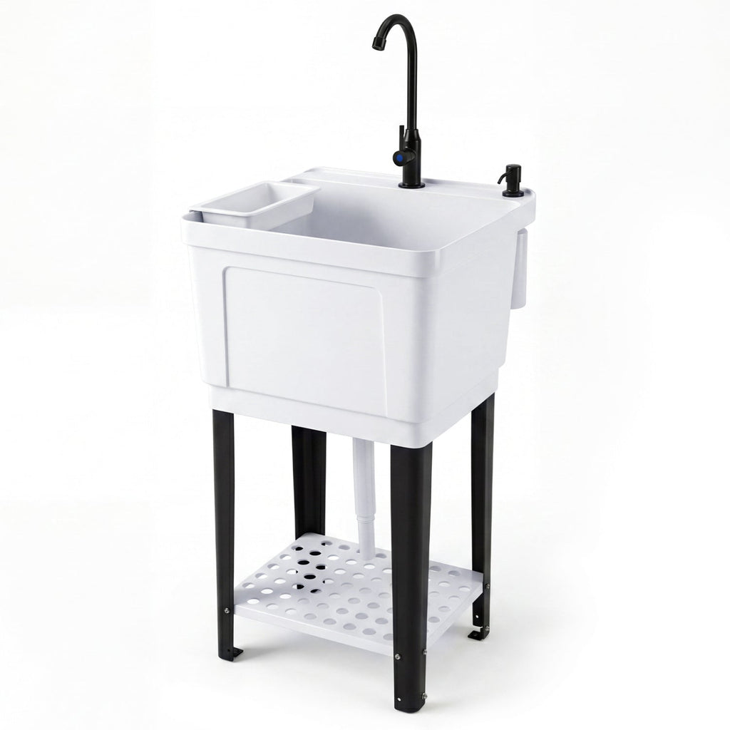 14.5 Gal Utility Sink with Rotating Faucet & Adjustable Legs