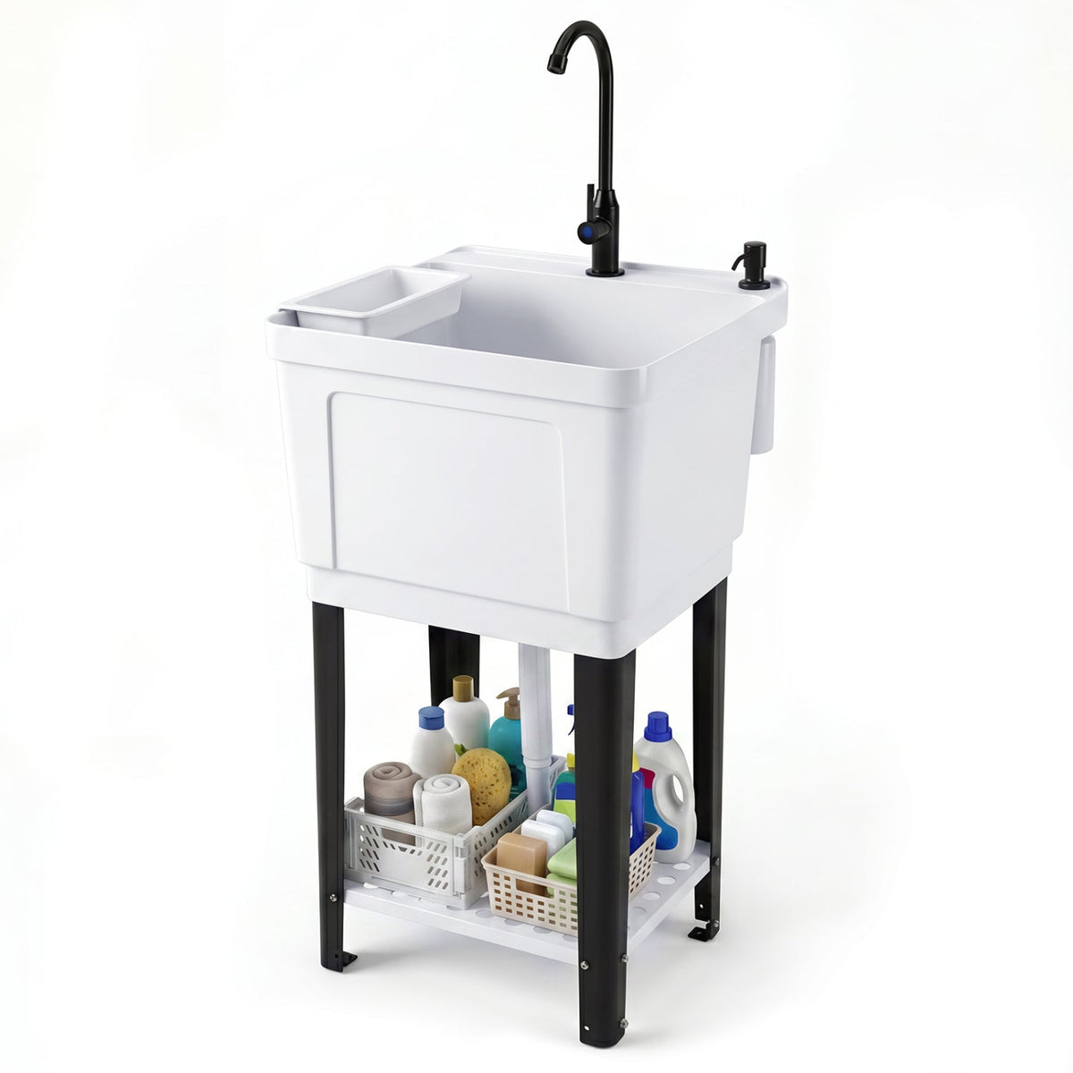 14.5 Gal Utility Sink with Rotating Faucet & Adjustable Legs