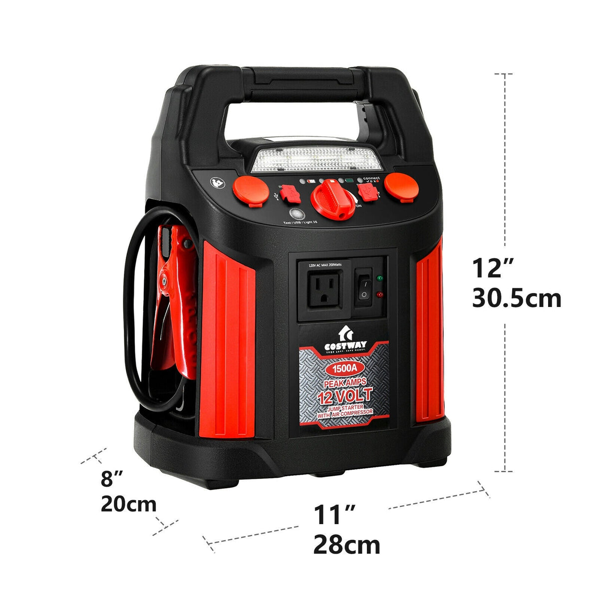Jump Starter & Air Compressor Power Station — 1500A, 180 PSI, AC/DC Outlet