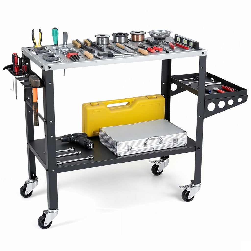Welding Table 36x18" with 144 Fixture Holes and Lockable Wheels