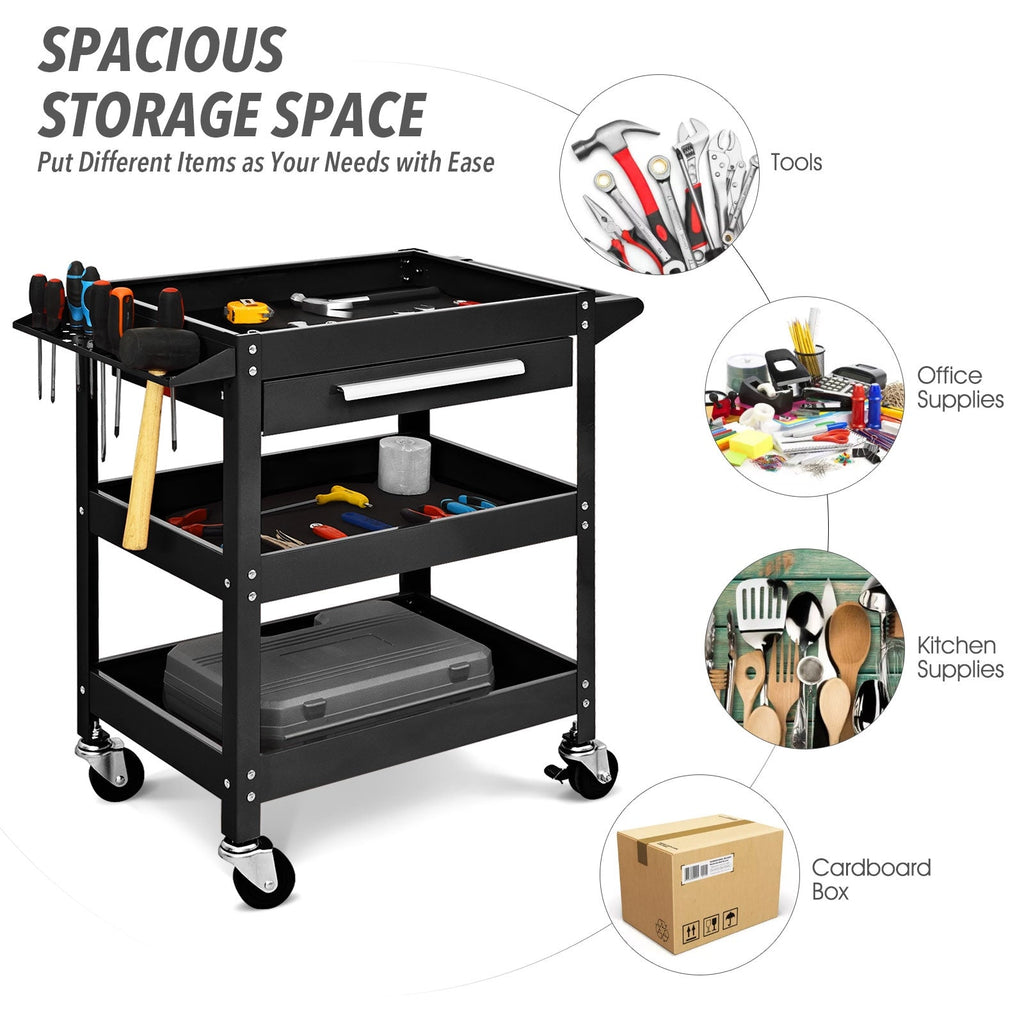 2-Drawer Rolling Tool Cart with Organizer Shelf