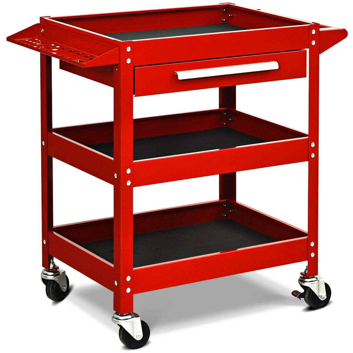 2-Drawer Rolling Tool Cart with Organizer Shelf