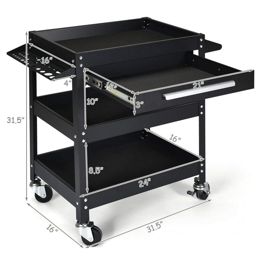 2-Drawer Rolling Tool Cart with Organizer Shelf