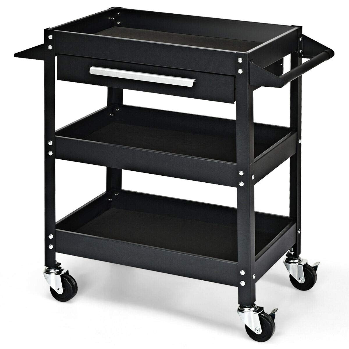 2-Drawer Rolling Tool Cart with Organizer Shelf