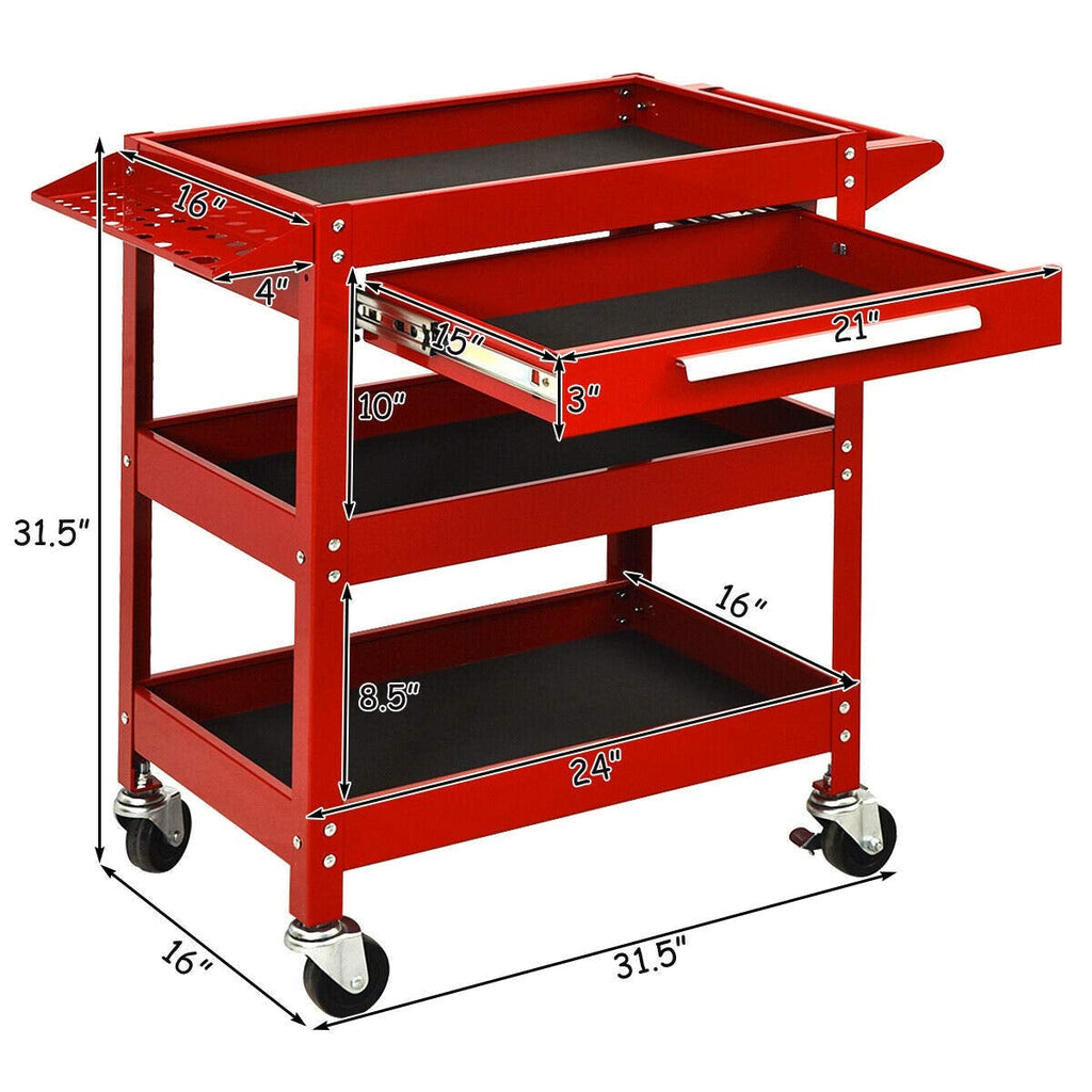2-Drawer Rolling Tool Cart with Organizer Shelf
