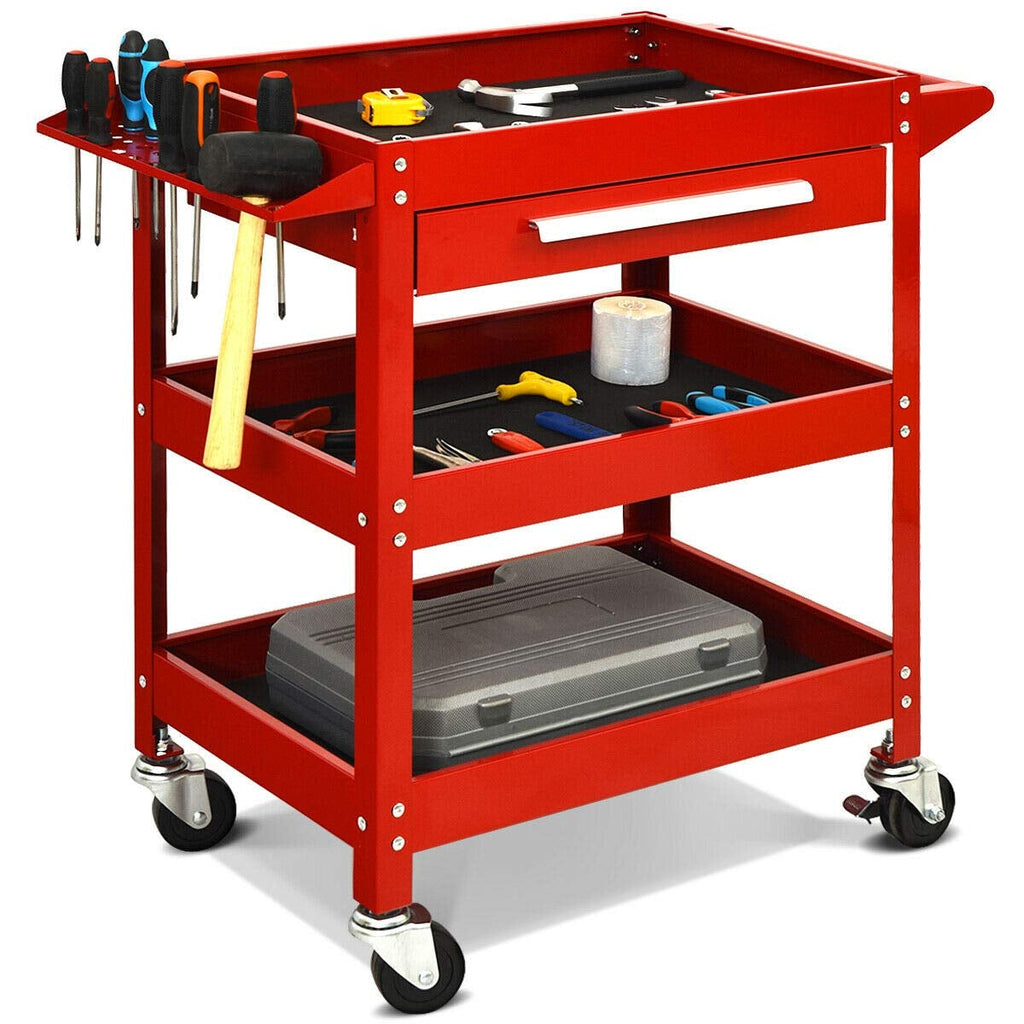 2-Drawer Rolling Tool Cart with Organizer Shelf
