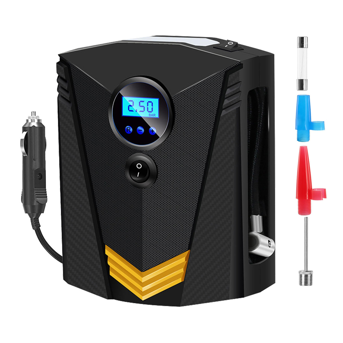12V Corded Tire Inflator — 150 PSI, 20L/min, LCD Display