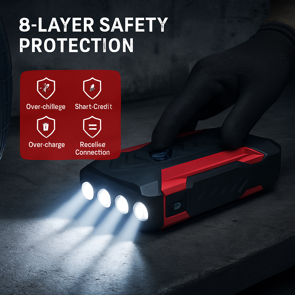 Portable Jump Starter — 800A Peak, 28000mAh, LCD Display