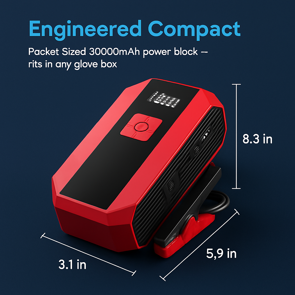 Jump Starter with Built-In Air Compressor — 1500A, 20000mAh