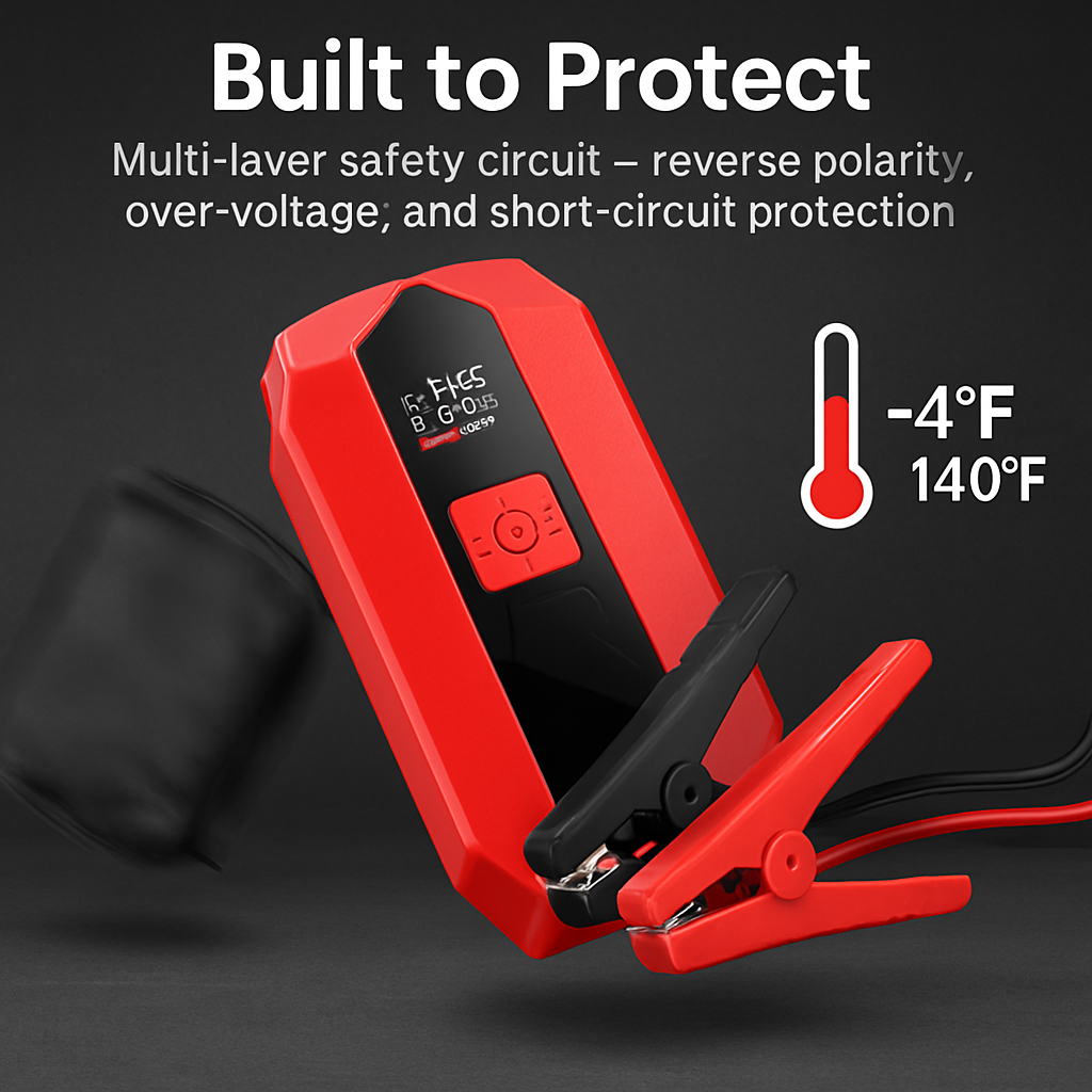 Jump Starter with Built-In Air Compressor — 1500A, 20000mAh