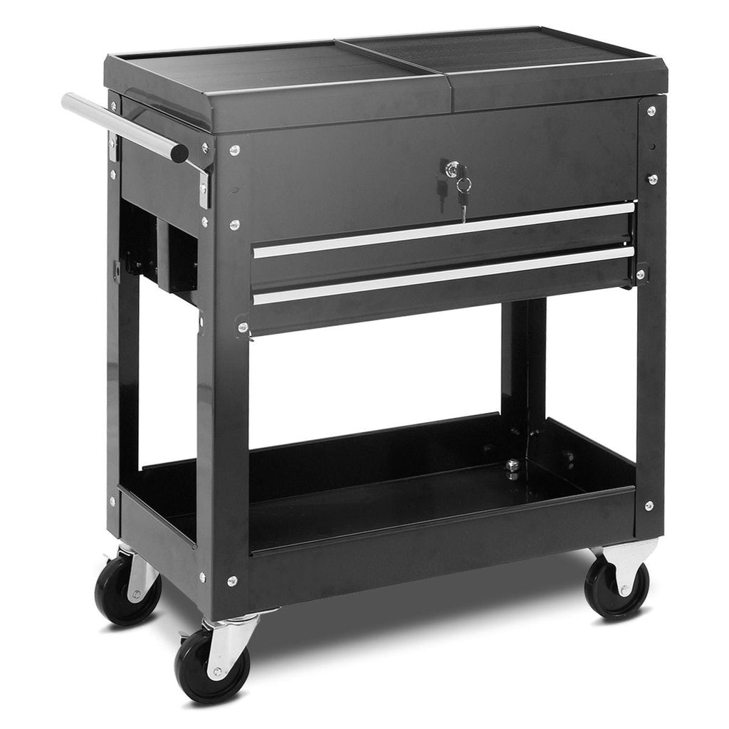2-Drawer Rolling Mechanics Tool Cart with Slide-Top Storage
