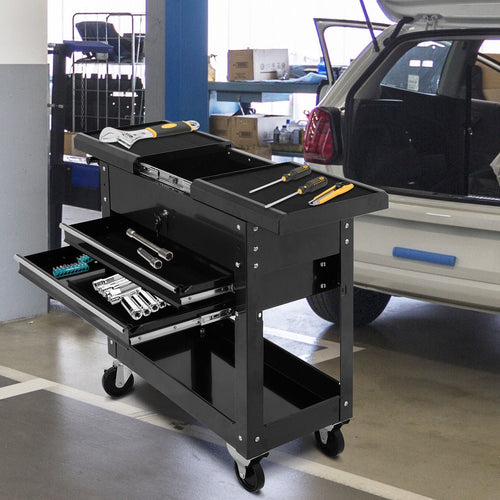 2-Drawer Rolling Mechanics Tool Cart with Slide-Top Storage