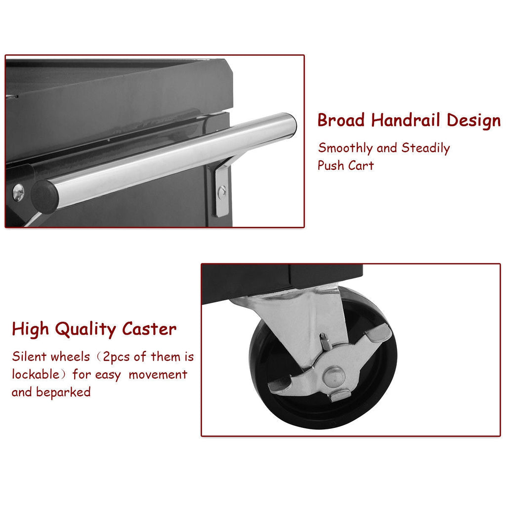 2-Drawer Rolling Mechanics Tool Cart with Slide-Top Storage