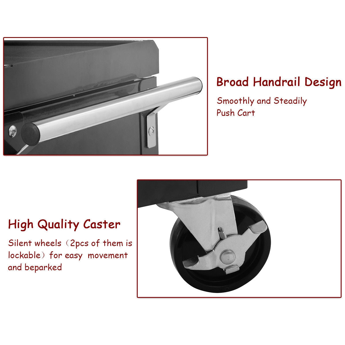 2-Drawer Rolling Mechanics Tool Cart with Slide-Top Storage